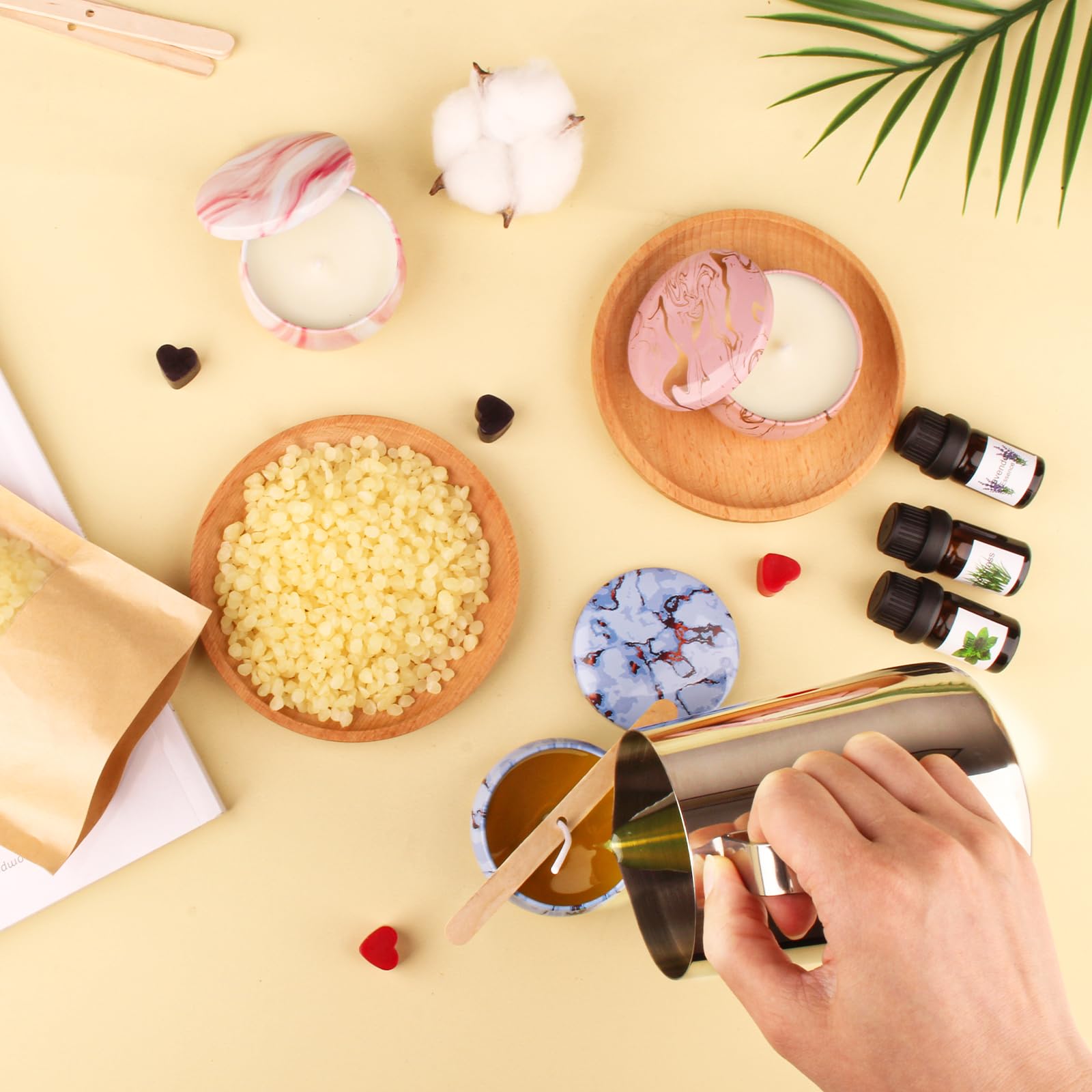 Kit Poterie Adulte Kit De Fabrication De Bougies De Soja à Faire Soi-même Pour Adultes Débutants Comprenant Des Mèches De Cire De Soja, Des Colorants D'huiles Essentielles, Un Pot De Fonte, Un