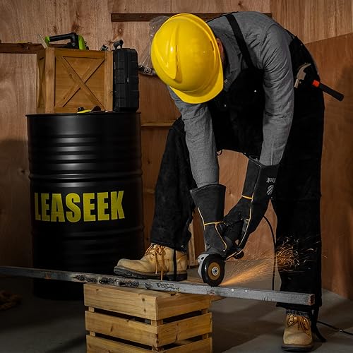 Miniatura 7 de Delantal de soldadura de cuero con pierna dividida para hombres y mujeres, pantalones de soldadura de cuero de vaca resistente, delantal de forja