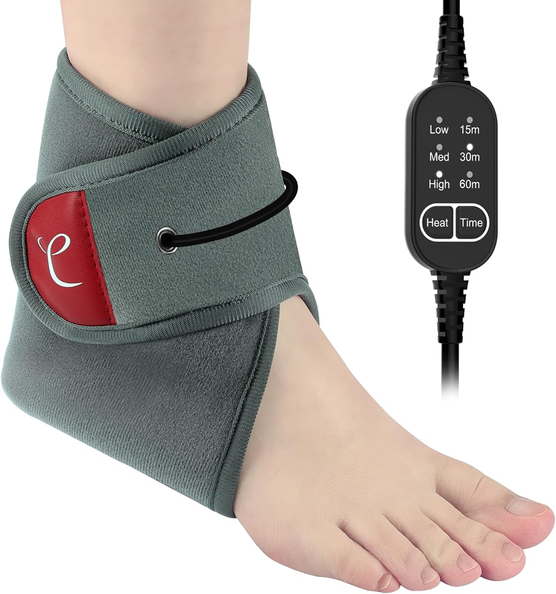 Comfytemp USB Wearable Heating Pad for Ankle and Feet With 3 Heat and Time Settings, Electric Heated Wrap for Achilles Tendonitis, Sprained Ankle, Heel Pain Relief, Plantar Fasciitis