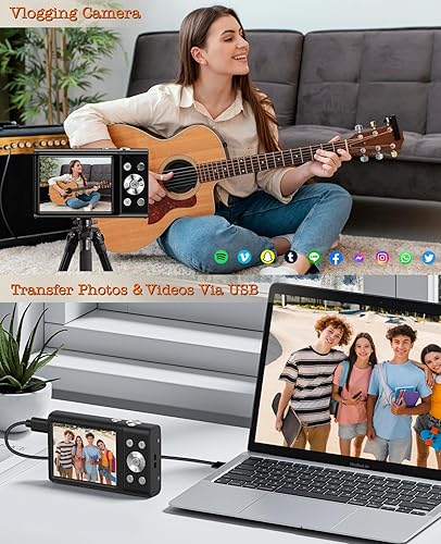 Miniatura 6 de Cámara digital, cámara de vlogging 4K para cámaras de enfoque automático de YouTube para fotografía con zoom digital de 16X, cámara digital compacta