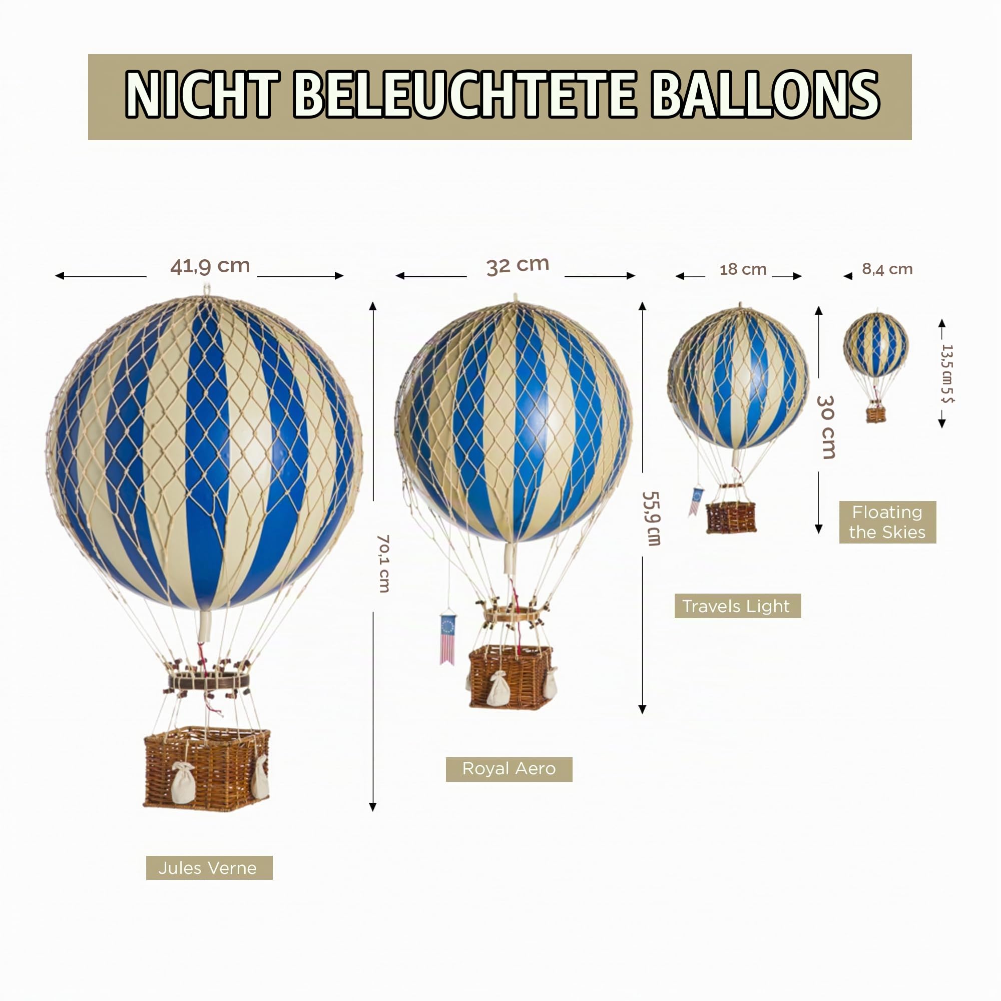 Authentic Models - Dekoballon - Ballon Blau - 32 cm Durchmesser