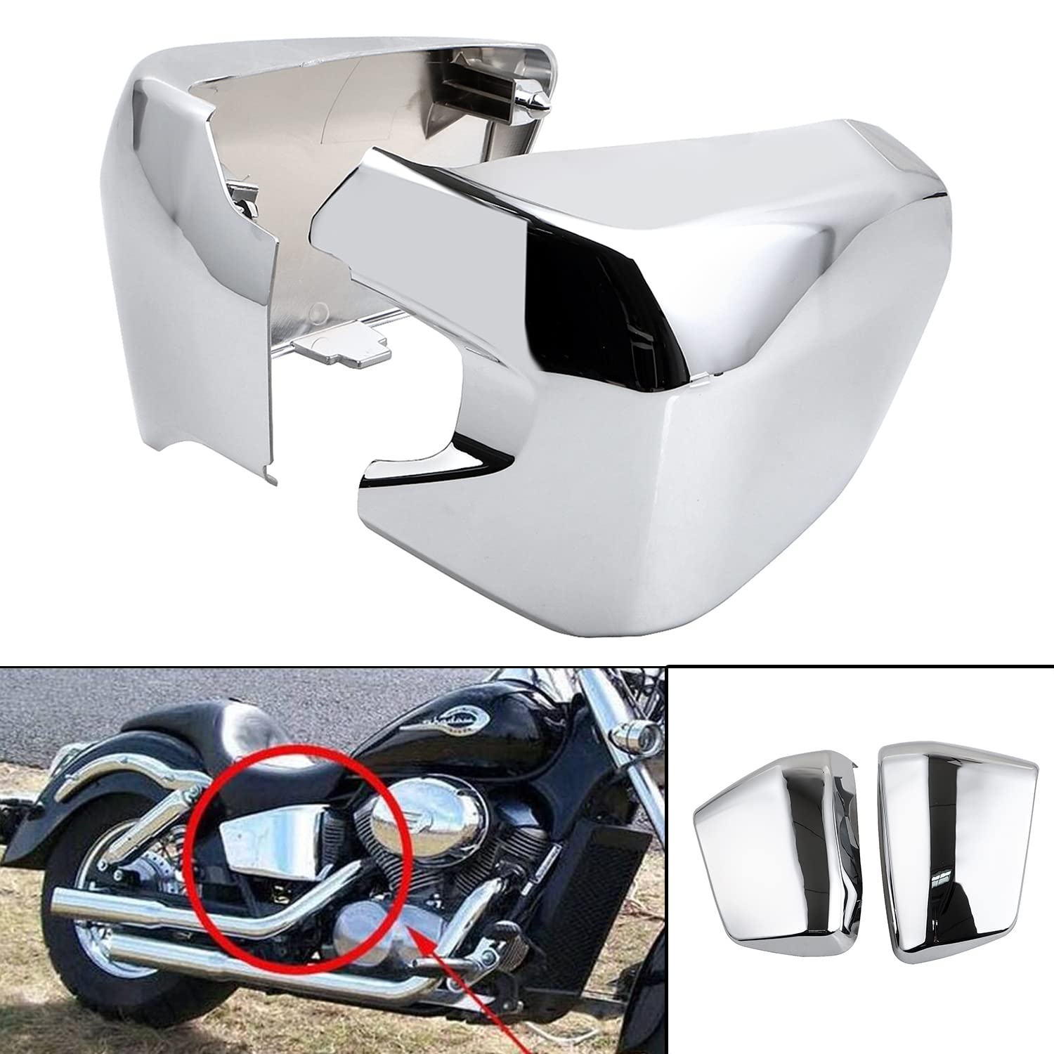 Moto Cromo Pannelli laterali della batteria Coperture carene Per H-onda Shadow ACE VT750 VT400 VT 400 750 2004-2013