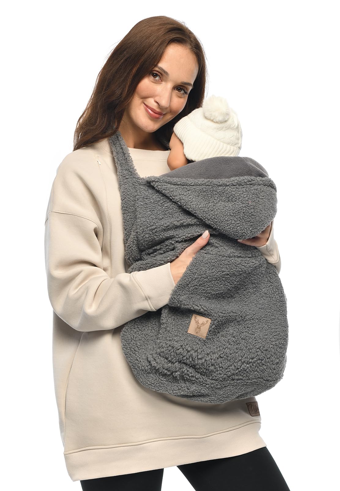 MijaCulture Housse de transport Teddy M025 pour porte-bébé - Couverture chaude grise