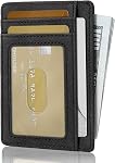 Hoewina Slim Wallet for Men, Credit Card Holder Wallet, Minimalist Design - RFID Blocking Front Pocket Leather Thin Wallet for Men and Women(Mist Black)