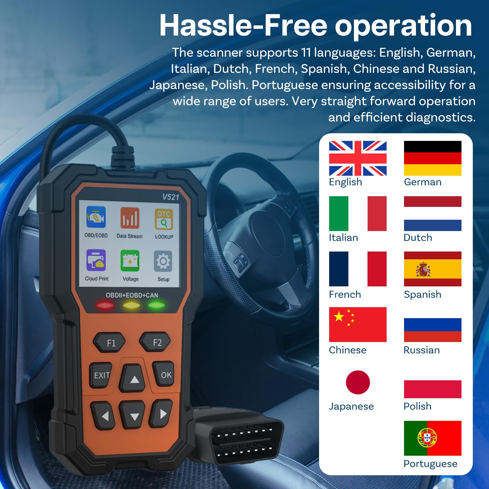Urządzenie Diagnostyczne OBD2 [Upgraded] firmy MMOBIEL - Czytnik Kodów Silnika z Funkcją Reset, Gotowością I/M, Trybem 6/8 - Narzędzie diagnostyczne OBDII/EOBD dla Pojazdów Zgodnych z Protokołem OBD2
