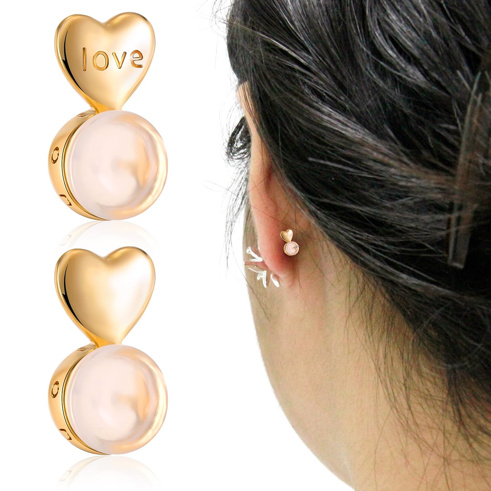 12 Ferma Orecchini In Silicone A Forma Di Cuore – Oro E Argento, Chiusure Di Sicurezza Per Orecchini Pesanti, 6+6 Pezzi