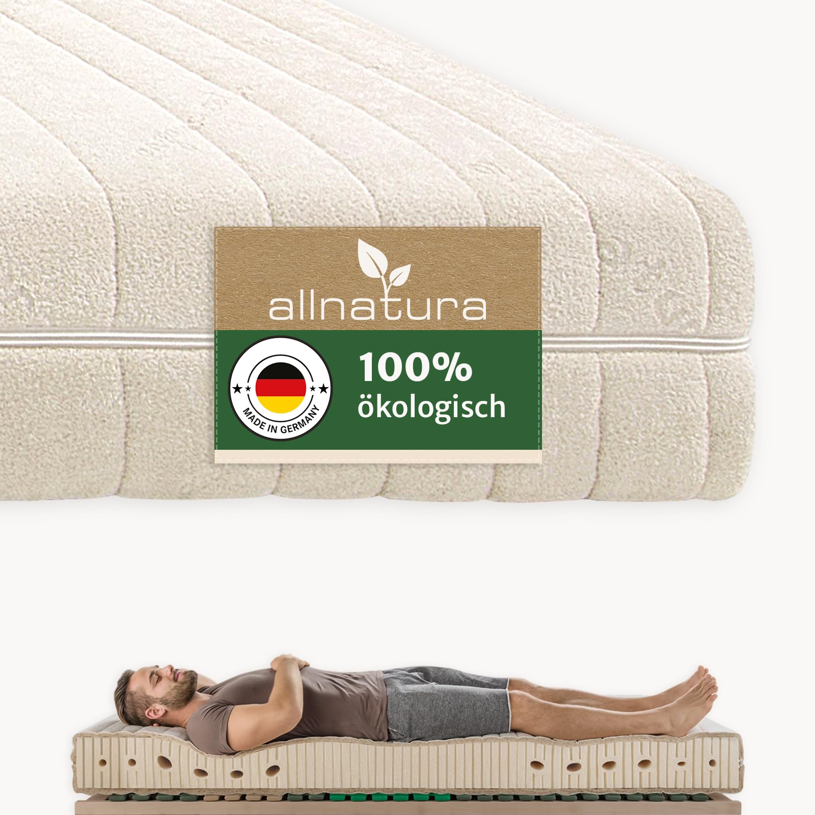 allnatura 7-Zonen Naturlatex-Matratze Supra-Comfort - 90x200 cm, H4 fest