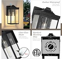 Vista 2 de Lámparas de pared para exteriores del anochecer al amanecer con sensor de fotocélula, luces de porche delantero impermeables, aplique de montaje