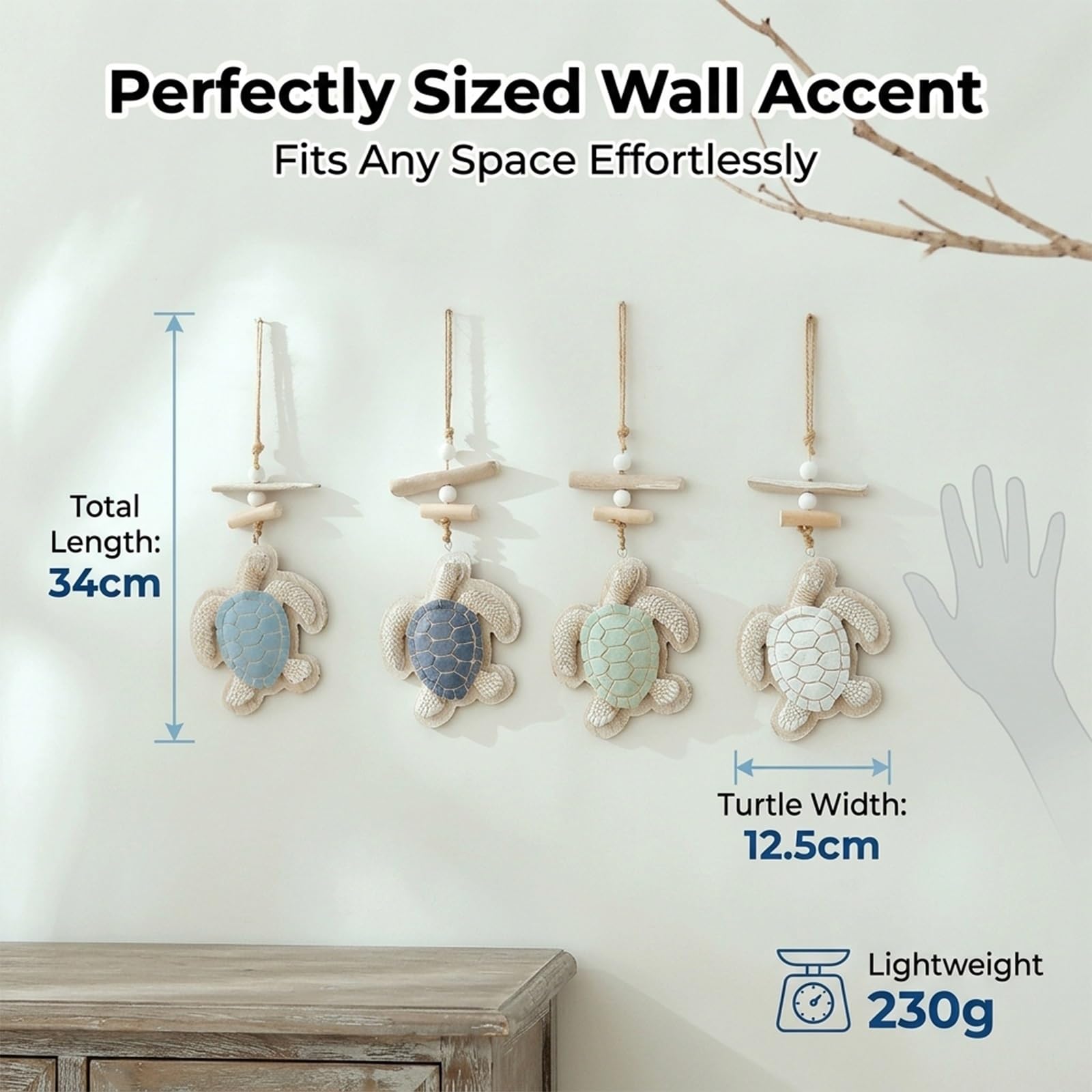 Glowing Coastal Sea Turtle Wall Art, Lighted Hanging Wall Decor with Lights(4pcs)