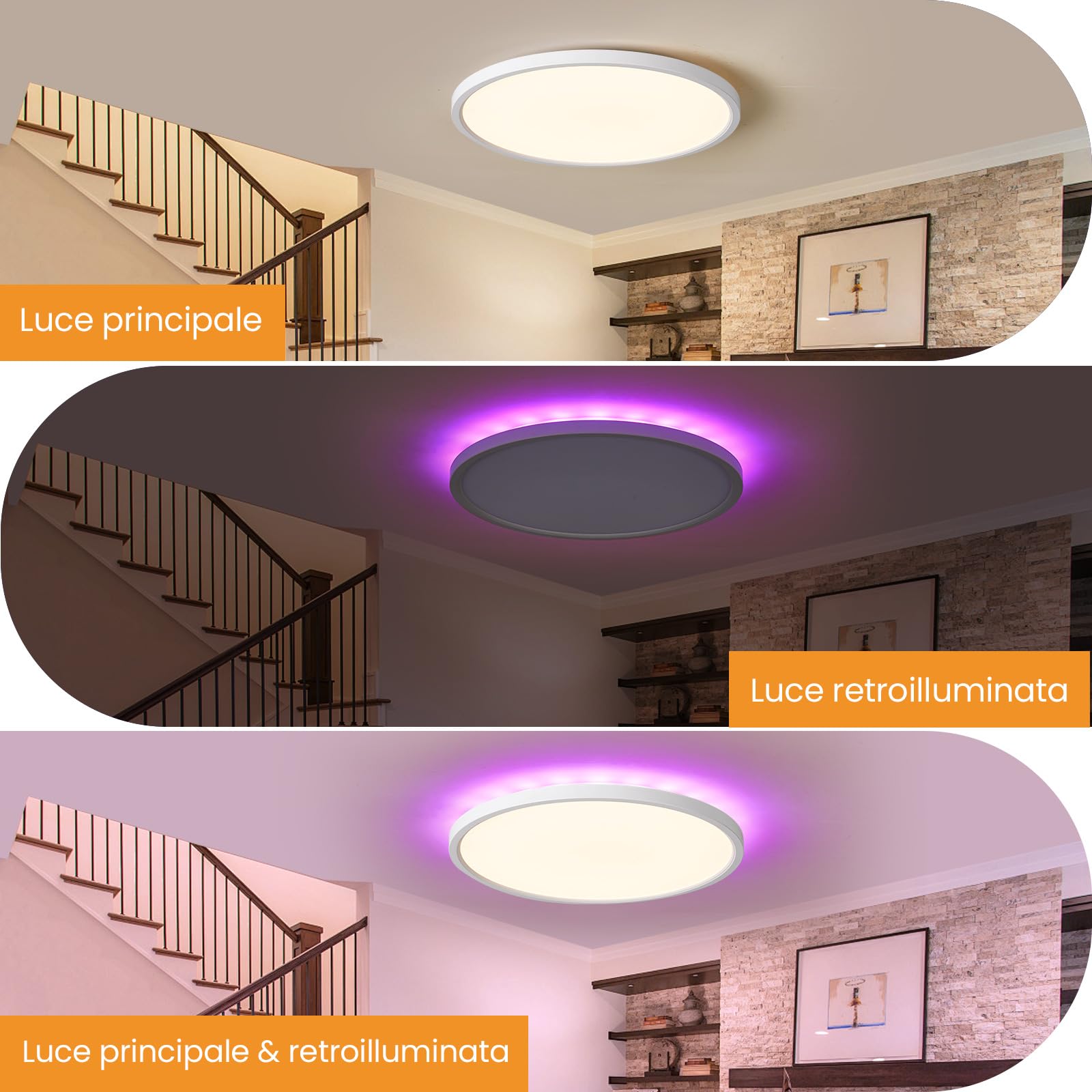 Plafoniera LED Dimmerabile Con Telecomando - 30cm, 3200LM, Timer E Luce Notturna - Foto 9