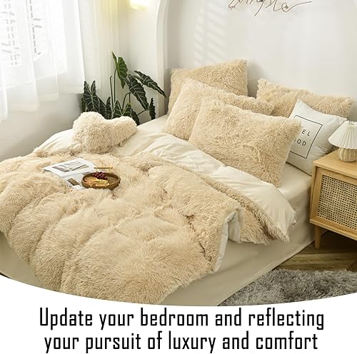 Miniatura 6 de MorroMorn - Juego de funda de edredón mullido de lujo, de pelo rizado y suave, de 5 piezas, funda de edredón de piel sintética, de felpa, de