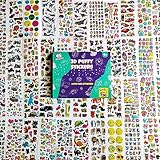 Puffy Stickers for Kids 45 Sheets - 3D Puffy Sheets - 1300+ Kids Stickers - Perfect for Party Bag Fillers, Sticker for Scrapbooking, Fun with Sticker of Cars, Letters, Numbers, Dinosaur, Stars & More