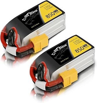 TATTU 850mAh 11.1V 75C 3S LiPo Battery Pack with XT60 Plug2 Pcs