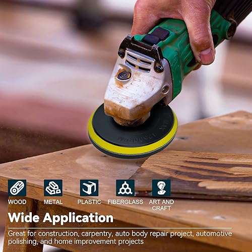 Miniatura 7 de 74 discos de lijado para amoladora angular de 5 pulgadas, almohadilla de respaldo de gancho y bucle con discos de lijado y almohadillas de espuma,