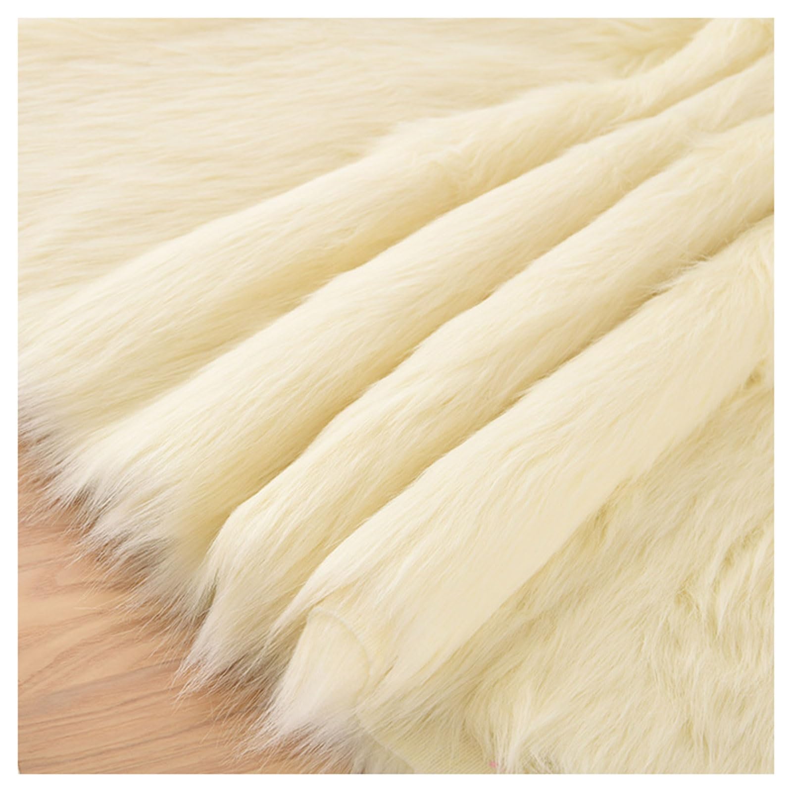 Long Pile Faux Fur Fabric, Fluffy Decorative Fake Fur Material, 5cm Soft Plush Faux Imitation Fur Material for Fancy Dressed, Costume, Cosplay, Gnome Beards, Art Crafts, Fursuit, 50x50cm(Color:Cream)