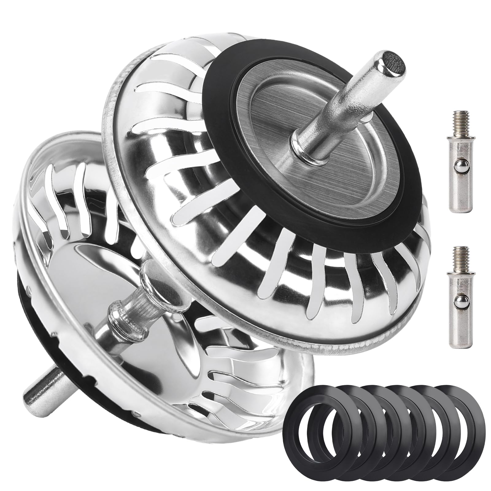 Kitchen Sink Plug Strainer, Stainless Steel Sink Plug Replacement for 82mm Old Plug Size, Food Hair Catcher Drain Stopper, Pop Up Sink Drainer Plug, 2 Pack