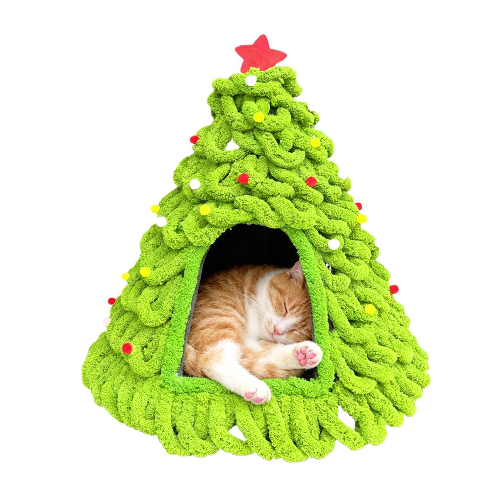 Maison pour chat de Noël à offrir en cadeau pour abri chaud de chaton