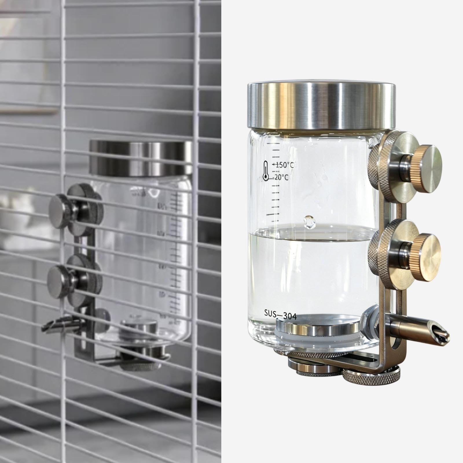 Dispensador de Agua para Pájaros, Comedero Automático para Jaula, Accesorios de Instalación, Aguja Táctil a Prueba de Fugas, Material de Acero Inoxida, Aguja Fina de 250 Ml