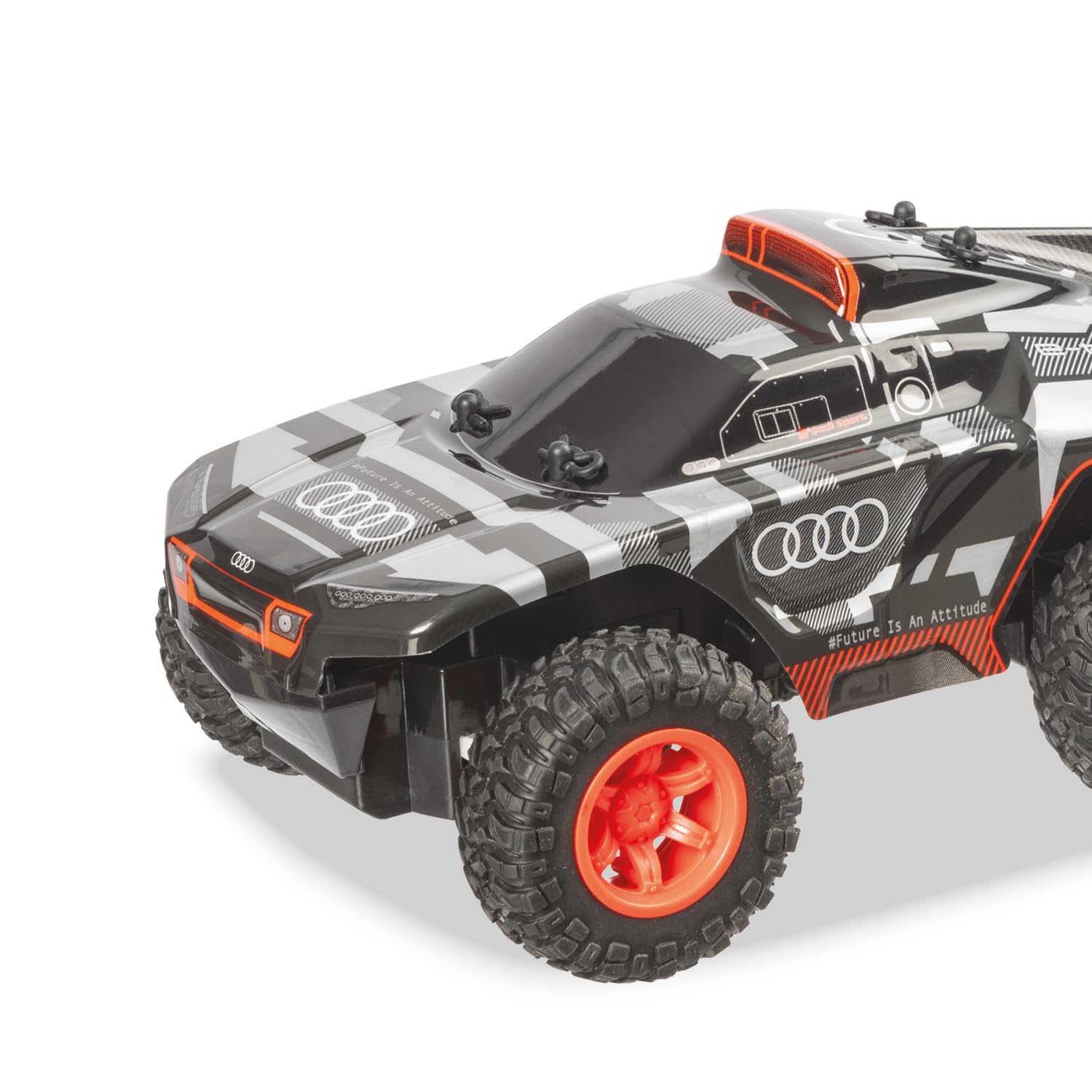 Mondo Motors Audi Q Etron París Dakar, Modelo a Escala 1:24, hasta 8 Km/h de Velocidad, Coche de Juguete para niños 63820, Color Gris