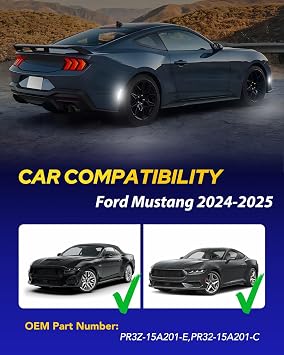 AUTOONE Upgraded LED Side Marker Lights White for Ford Mustang 2024-2025