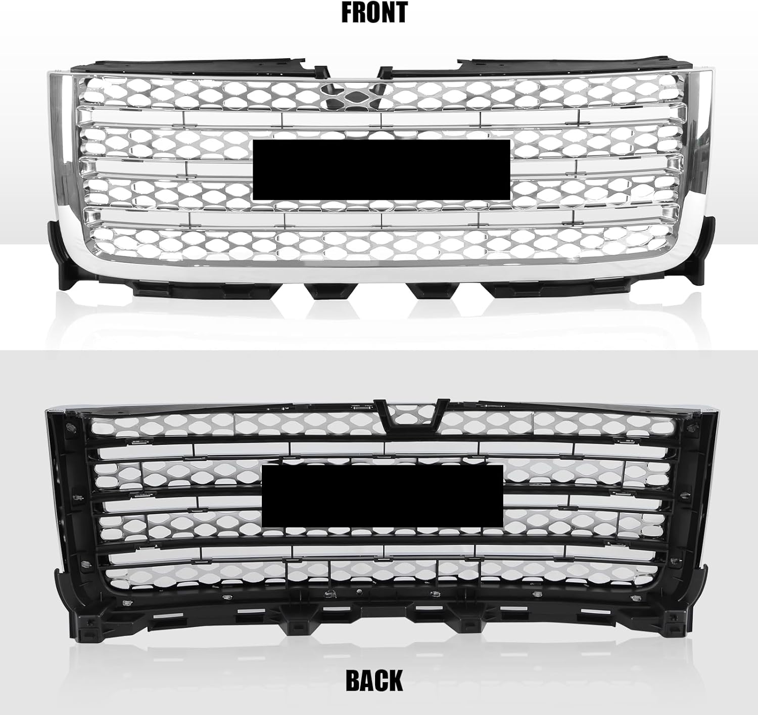 Chrome Front Bumper Upper Grille Grill Fits for 2011-2014 Sierra 2500HD 3500HD Denali Style Replacement for 20966057,25832387