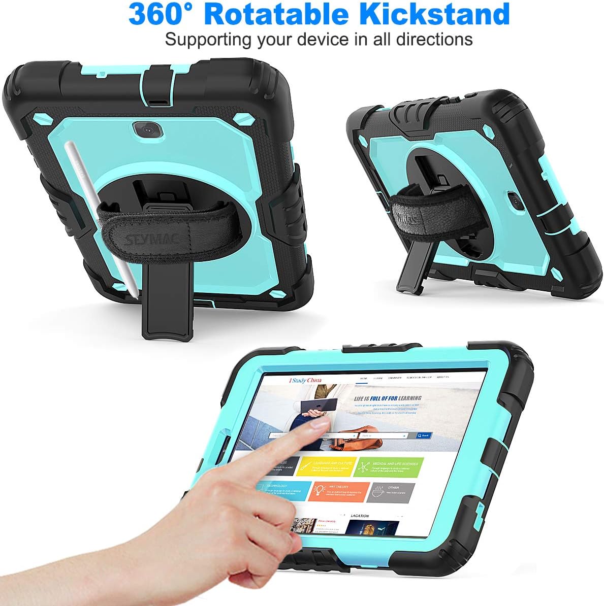 SEYMAC stock Case for SM-T387, 2018 Version of Galaxy Tab A 8.0, (Not fit Other Galaxy Tab A 8.0) - Whiteblue+Black