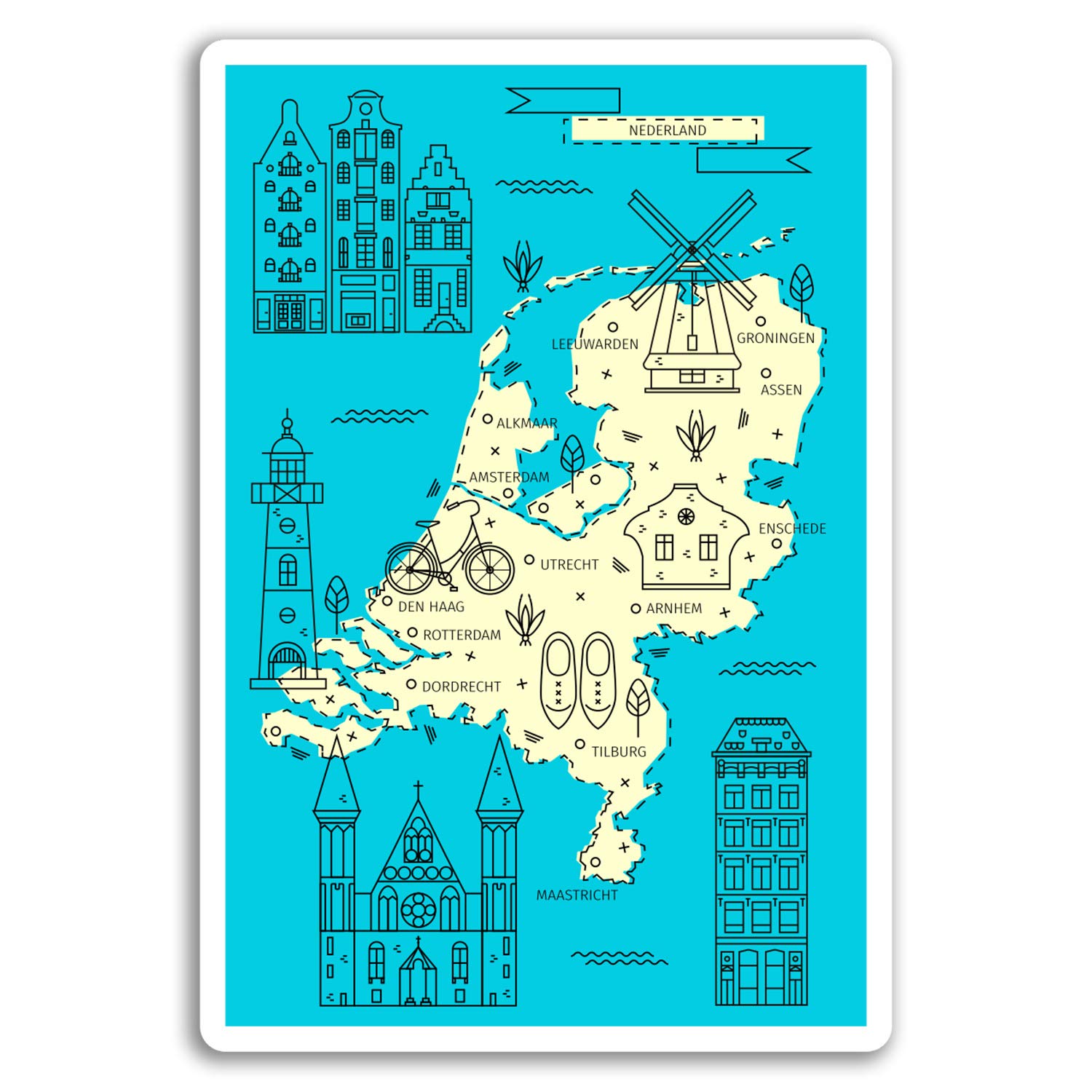 Destination Vinyl Ltd Multi 2 X 10Cm Nederland Map Vinyl Stickers - Netherlands Travel Sticker #17281 …