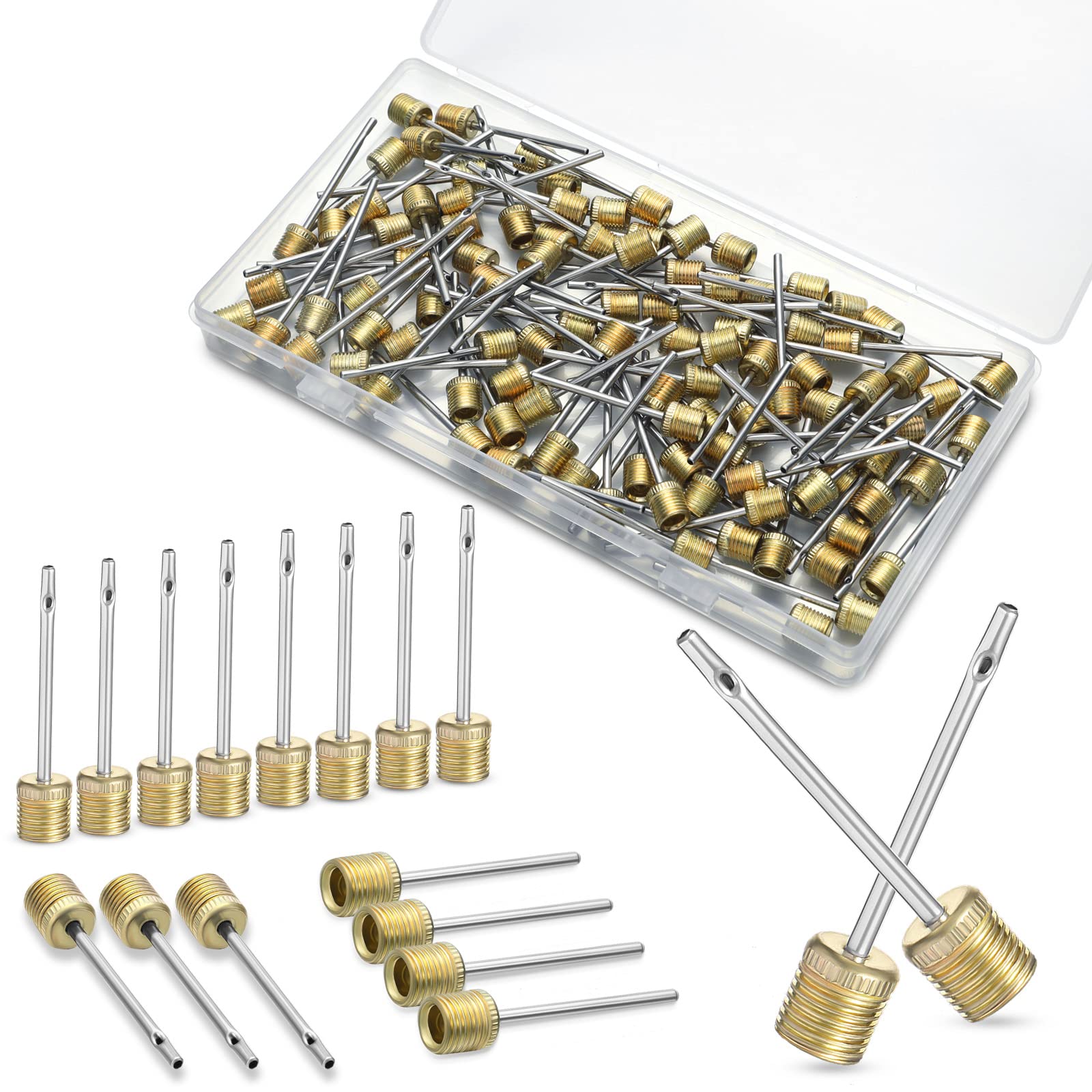 WILLBOND 100 Pack Basketball Pump Needles Ball Inflation Air Pump Needles with Storage Box for Sports Balls, Football Basketball Soccer and Volleyball