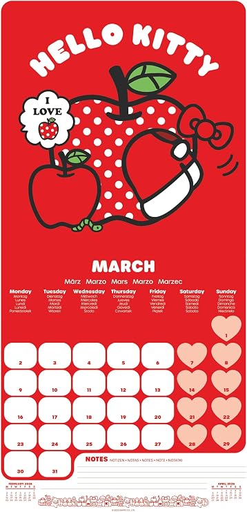 Pyramid International HELLO KITTY 2026 Square Wall Calendar – Official 16-Month Sanrio Calendar Featuring Cute & Colourful Designs – Kawaii Gift for Girls, Teens & Collectors