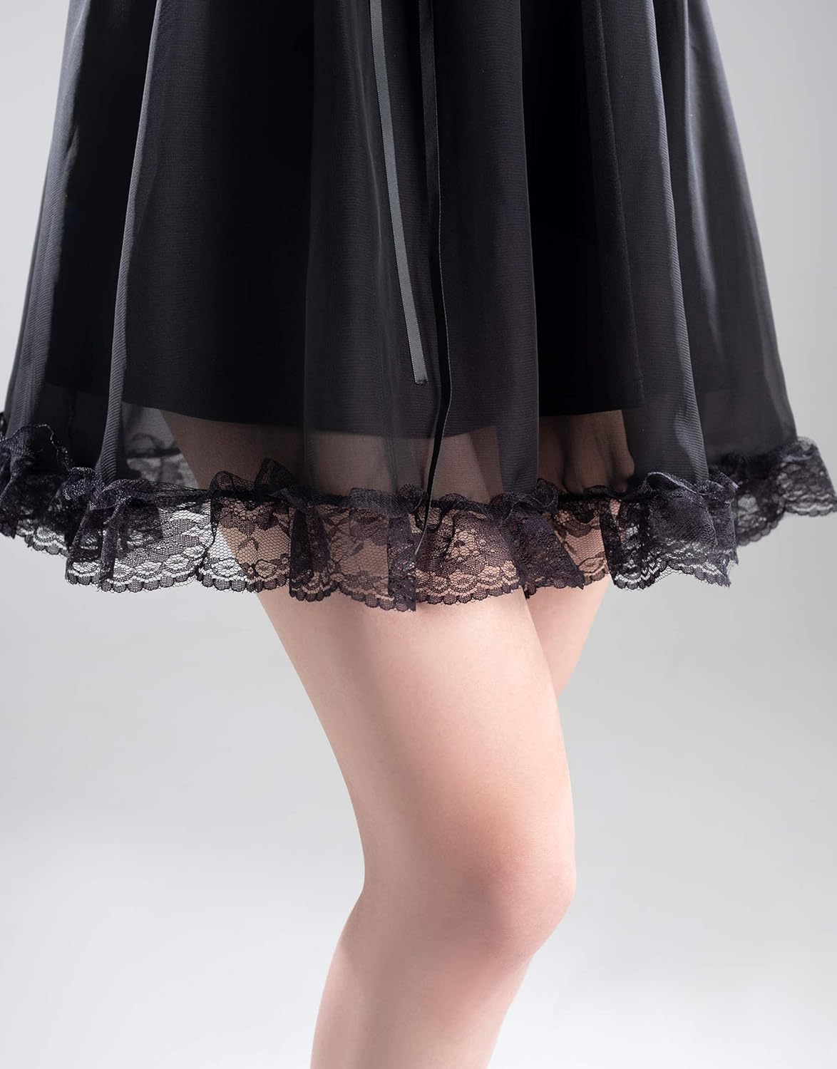 MEOWCOS Gothic Clothes Dress Cute A-Line Lace Mini Dress Goth Vintage Dresses for Women Party Dress Black - Image 6