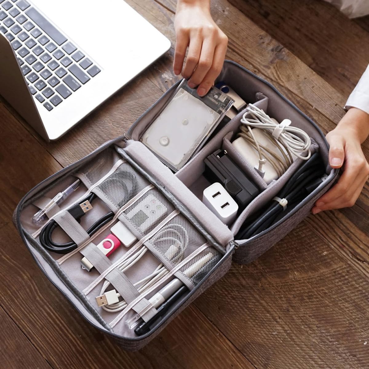 OSALADI 3piezas Bolsa De Almacenamiento De Cables Portátil Organizador De Cargadores y Accesorios Electrónicos para Gran Capacidad y Diseño Práctico para y Cables USB