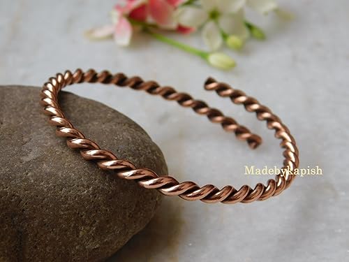 Miniatura 2 de Pulsera tensor hecha a mano de cobre puro 100% cobre, brazalete tensor de cobre, brazalete de cobre de la artritis, regalo de cumpleaños