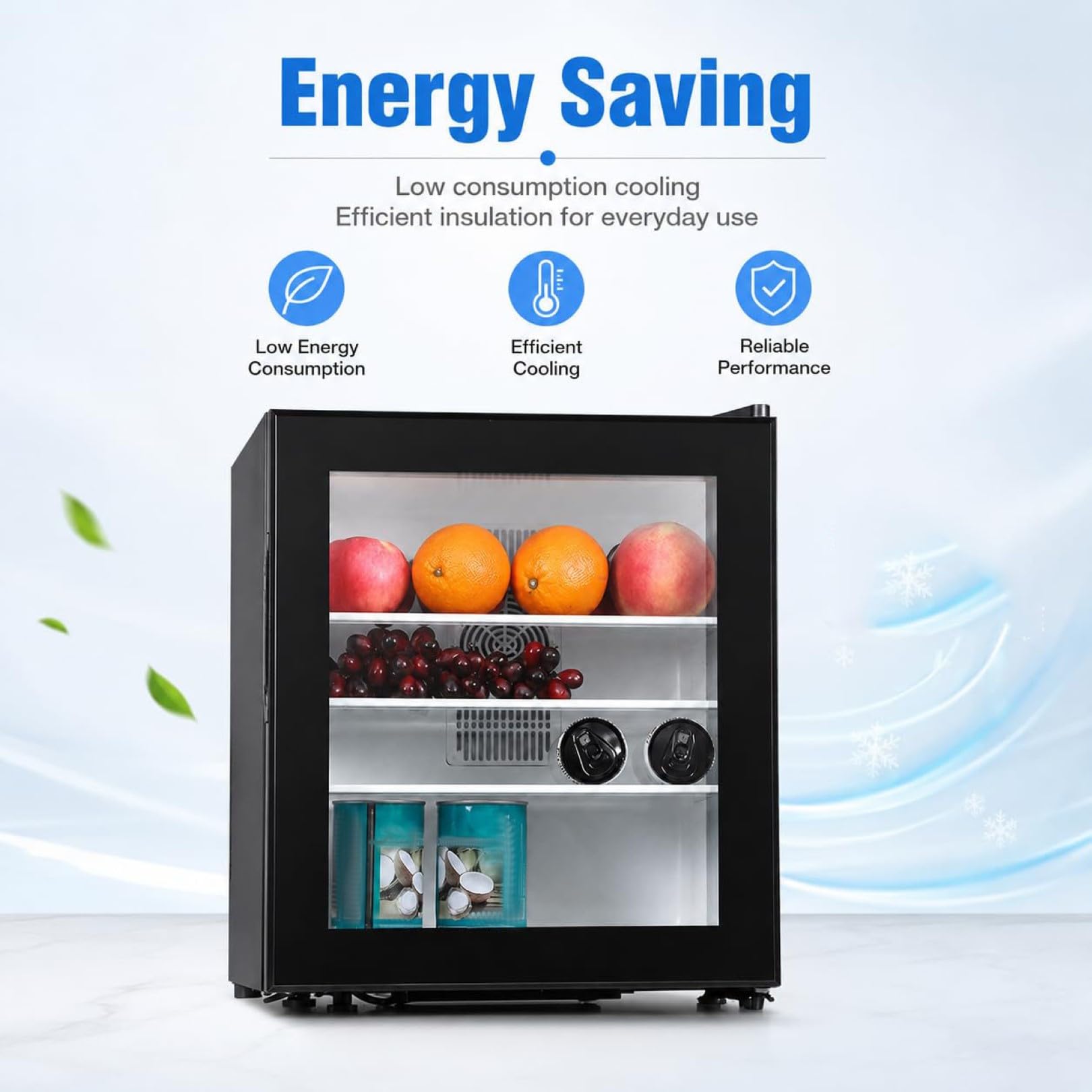 Congelatore Verticale Compatto, Congelatore da Tavolo da 30L | Con Porta In Vetro, Frigorifero Silenzioso da 28Db a Porta Singola per Ufficio, Dormitorio, Appartamento, Bevande e Snack