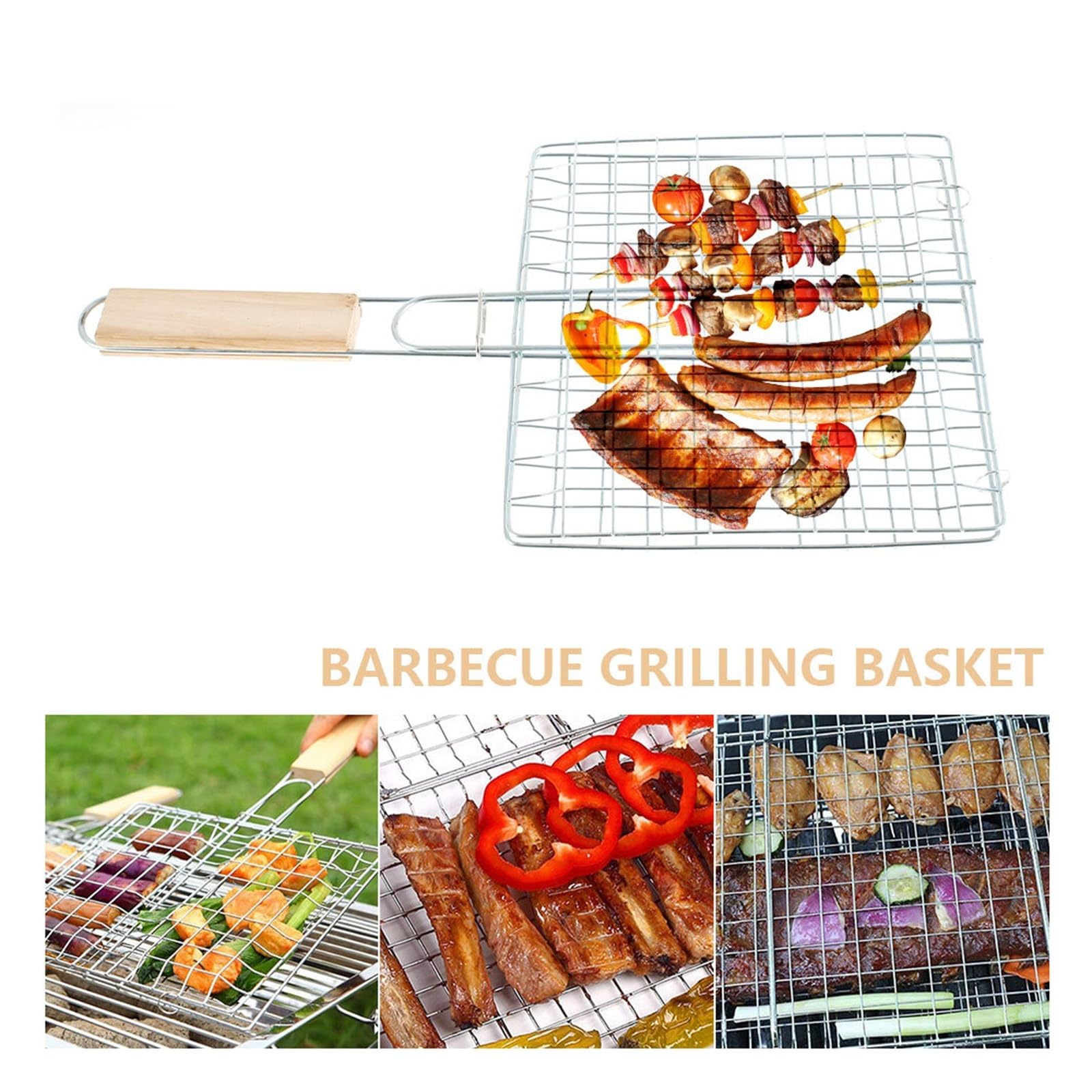 Barbecue Griglia Griglia Griglia BBQ Net Bistecca Carne Pesce Gamberetti Verdura Holder Strumento