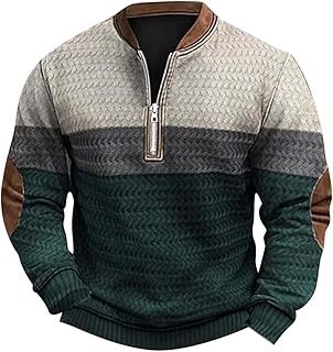 Suéter Hombre Bloque de Color Gran Sudadera sin Capucha Suéter de Invierno Moda Cálido Bodywarmer Cómodo Versátil Suéter de Trabajo Manga Larga Ropa de Calle Chaqueta al Aire Libre
