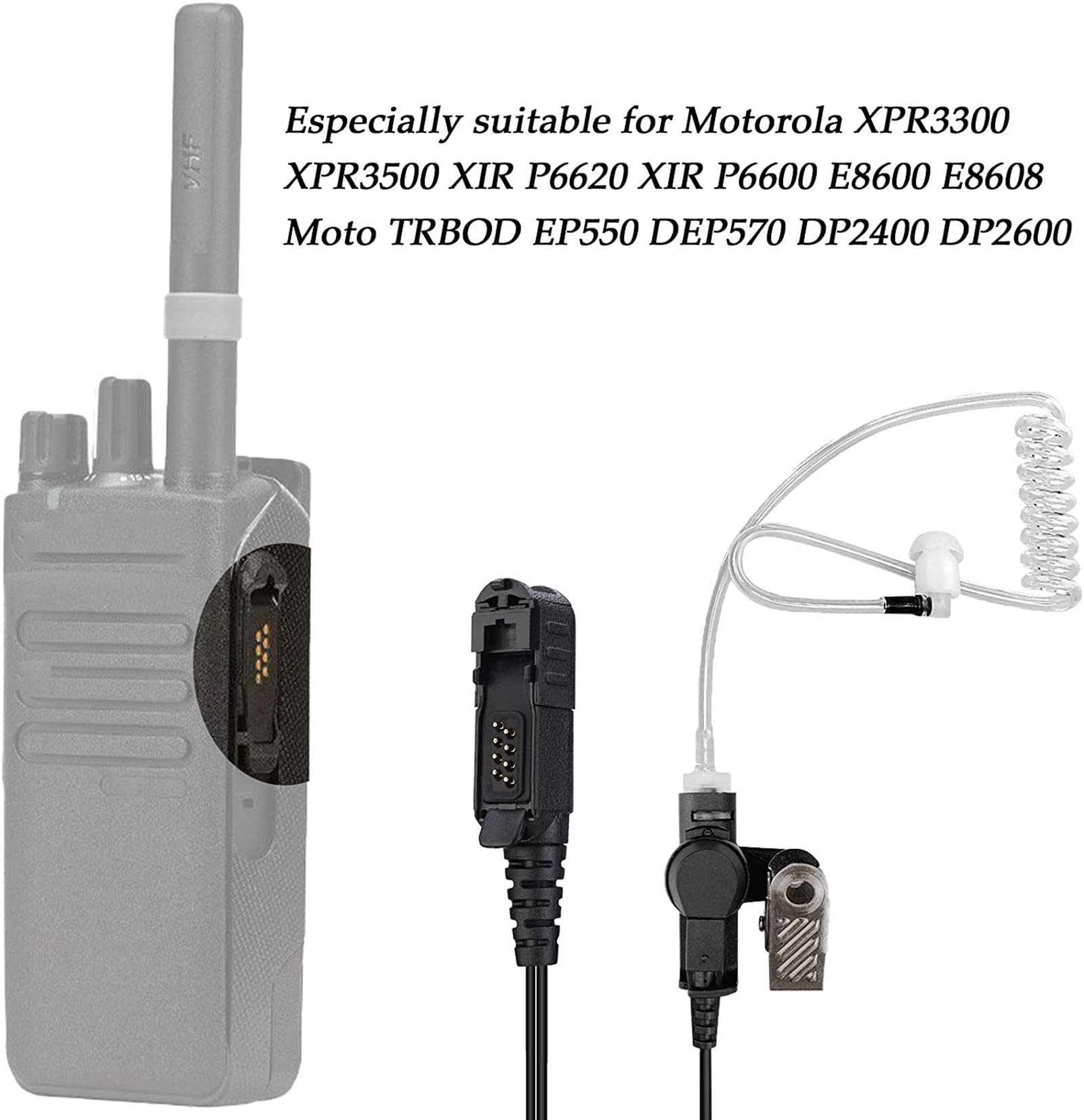 Retevis EAM003 - Casque D'écoute Avec Micro/PTT Pour Talkie-walkie Motorola (Lot De 2) - Compatible XPR3300, XPR3500, DP2400