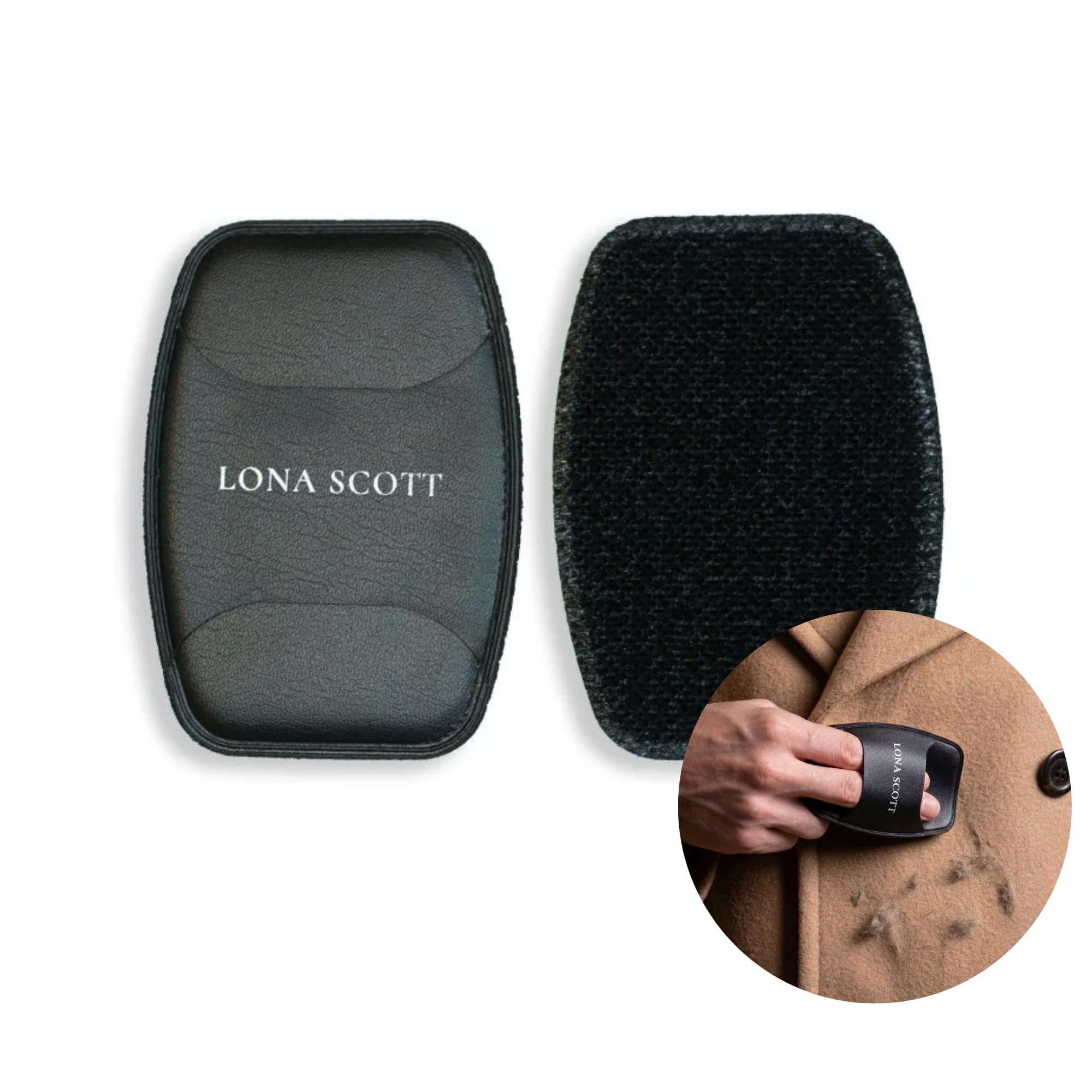Lona Scott Black Pocket Lint Brush X2, Reusable Lint Remover & Lint Roller For Clothes, Travel, Pet Hair Remover, Dust & Dandruff