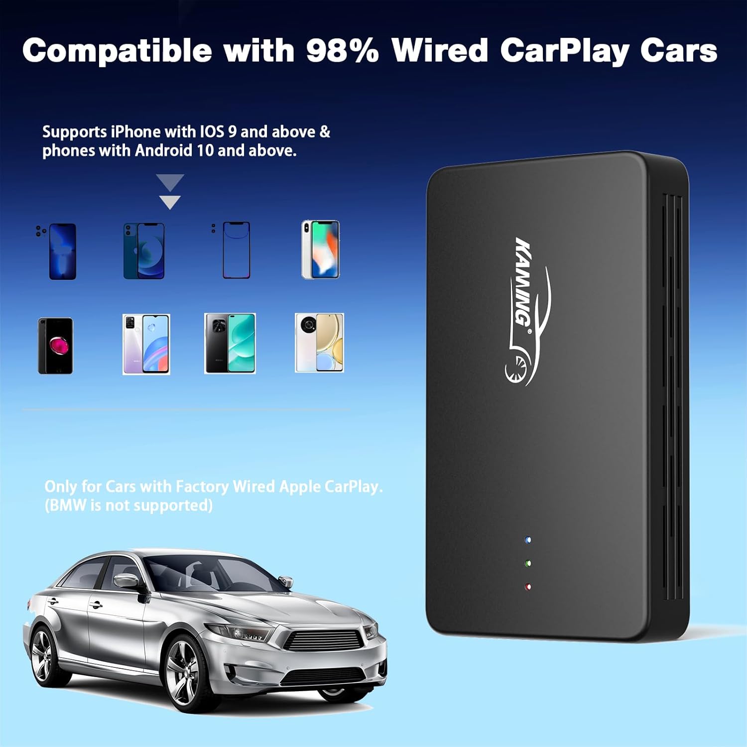 AI Box Wireless CarPlay Adapter & Android Auto, Support Netflix/YouTube/TikTok, Plug & Play, USB Playback, Dual Wi-Fi & Bluetooth 5, Smooth Magic Box for Cars with OEM Wired CarPlay & Android Auto