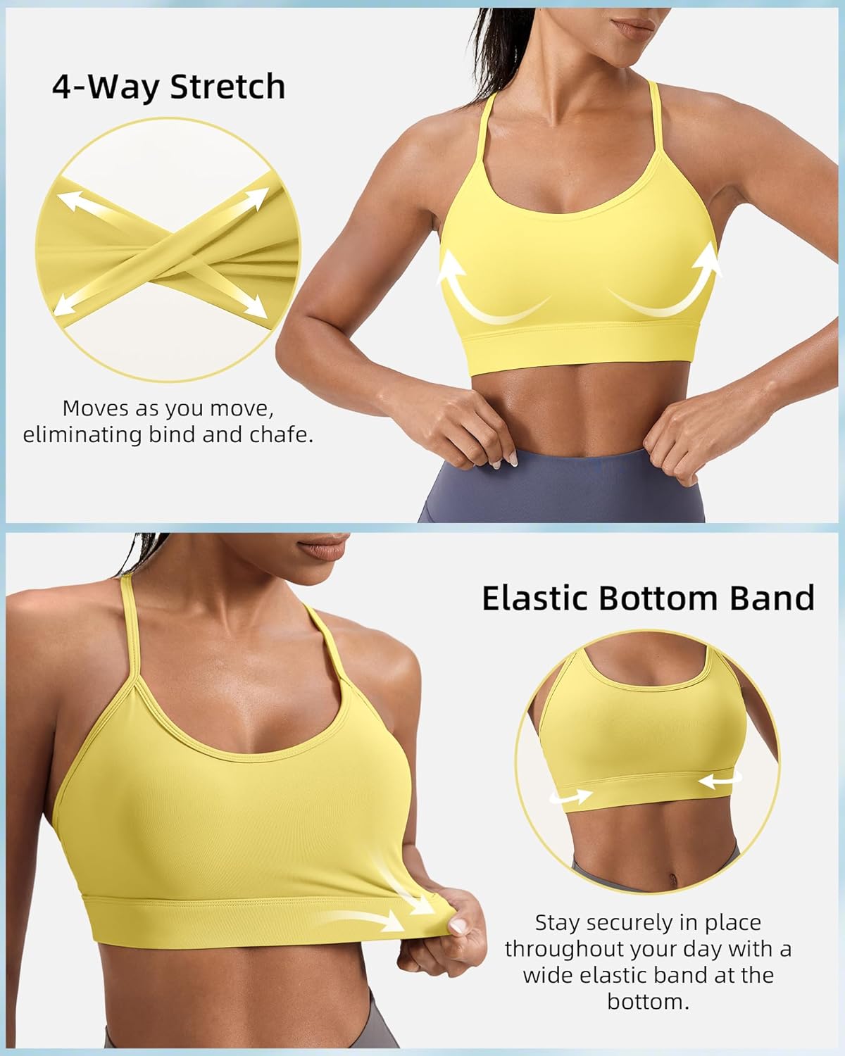 Women's Sports Bra Adjustable Y Back Spaghetti Thin Strap Racerback Removable Pads Low Impact Yoga Gym Tops Workout Bra Tops - Image 6