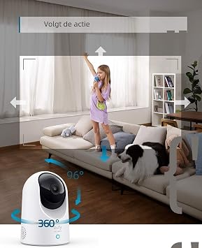 eufy Security Indoor Cam E220, 2K İç Mekan Güvenlik Kamerası, Döndürülebilir Eğimli Güvenlik Kamerası, WLAN, Kişi Tanıma, Gece Görüşü, Hareket İzleme, HomeBase 3 Uyumlu