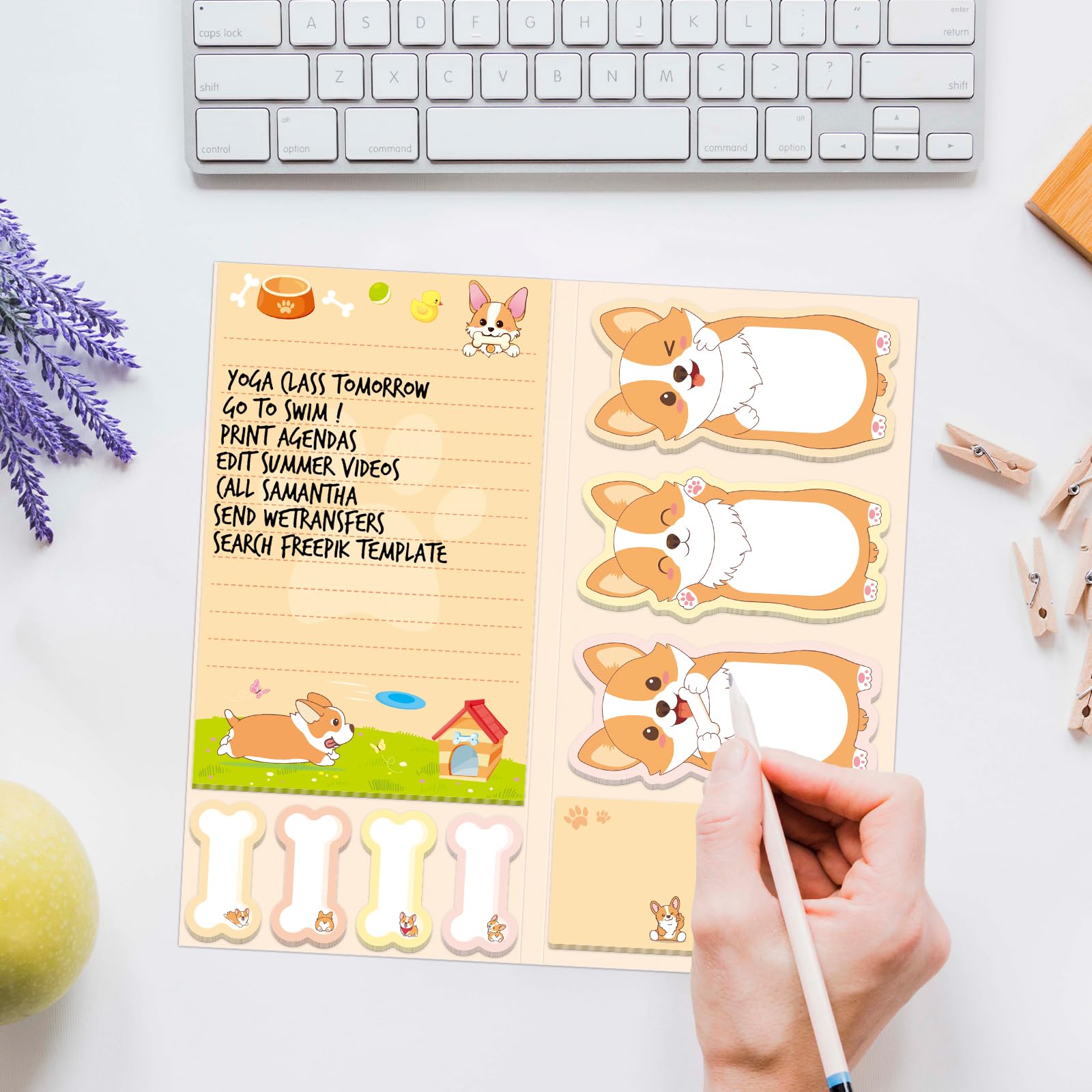 Editable Corgi Notes Snapklik.com : Corgis Sticky Notes Set - Cute Cartoon Corgis Butt Self ...