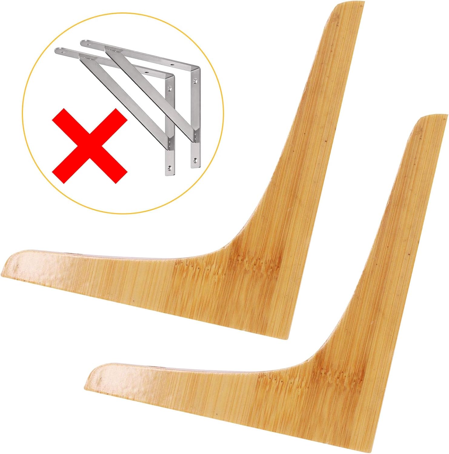 Wooden Shelf Brackets, Wood Support Triangle Shelf L Shape Brackets Include Mounting Screws, 5.7"×4.8"×0.79", 2pcs