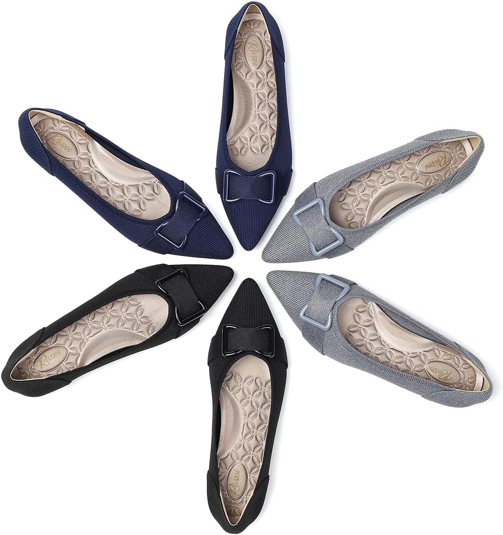Comfortable Knit Ballet Flats Shoes for Women, Pointed Toe Womens Flats Arch Support Dress Shoes for Work Causal - Image 9