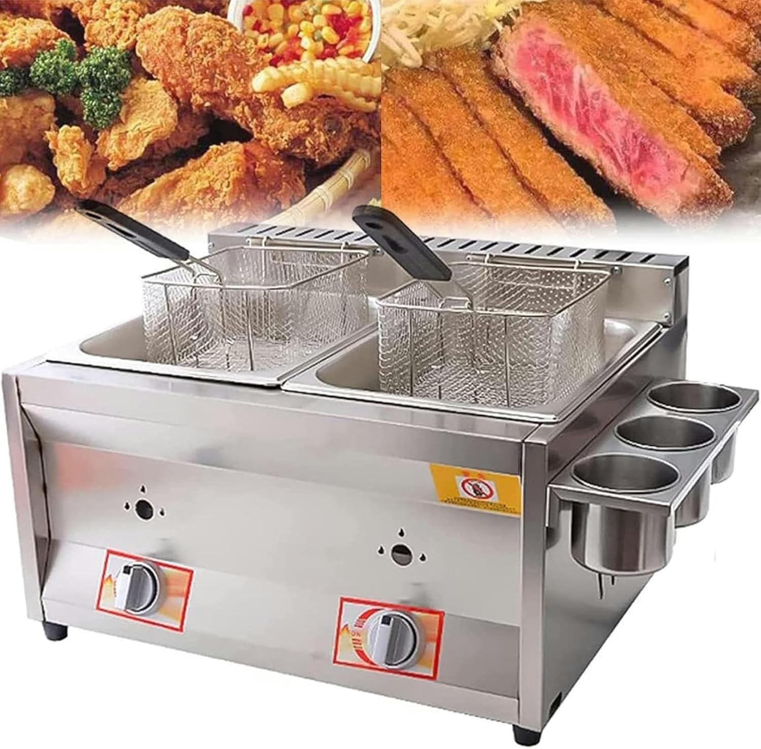 XENITE Countertop Gas Fryer for Home and Commercial, Kitchen Frying Machine, Chip Fryers Adjustable Firepower, Thick Counter Top Deep Fryer with Basket and Lid,SinglePot
