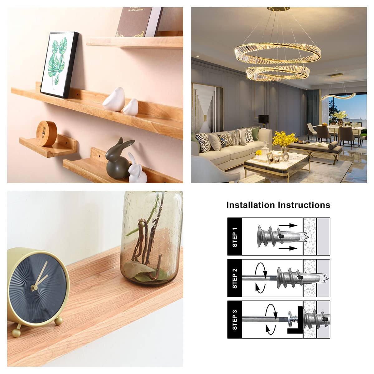 50 Pcs Self-Drilling Drywall Anchors Kit With Zinc Screws - No Pre-Drilling Required