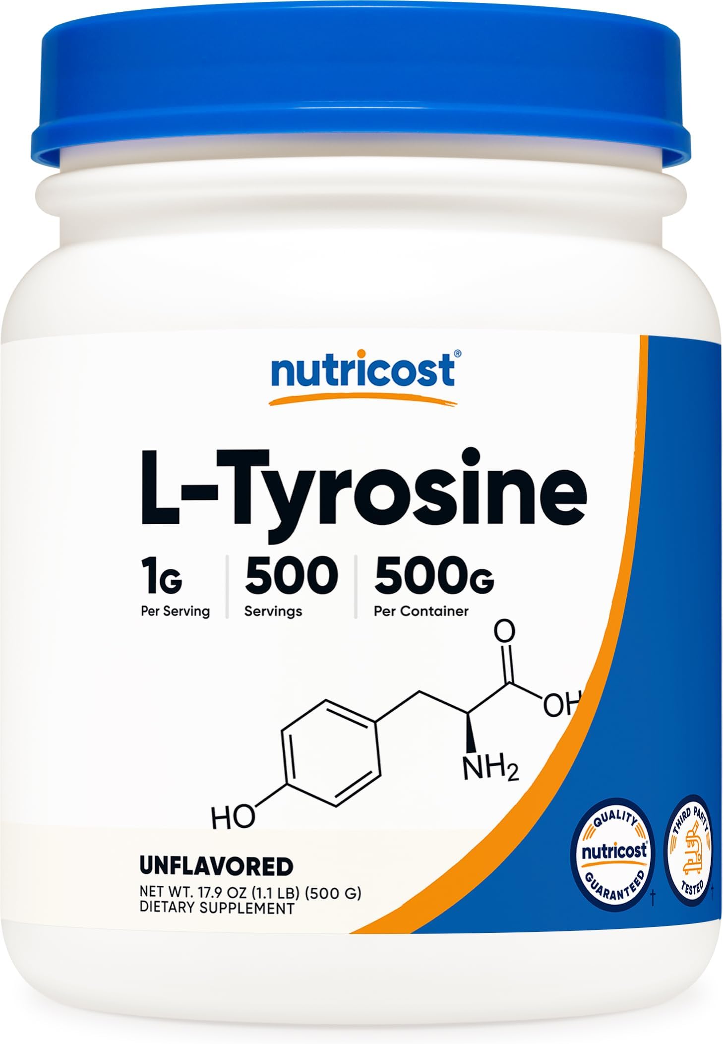 Nutricost L-Tyrosine Powder - Pure L-Tyrosine Powder 500 Grams Unflavored