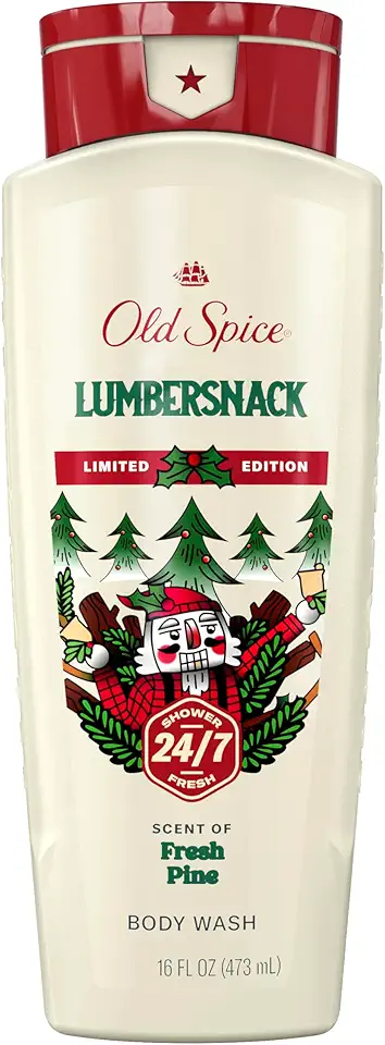 Old Spice Body Wash for Men, Holidudes Holiday Edition, 24/7 Holiday Freshness, Lasting Scent and Rich Lather, Stocking Stuffer, Lumbersnack with Fresh Pine Scent, 16 oz
