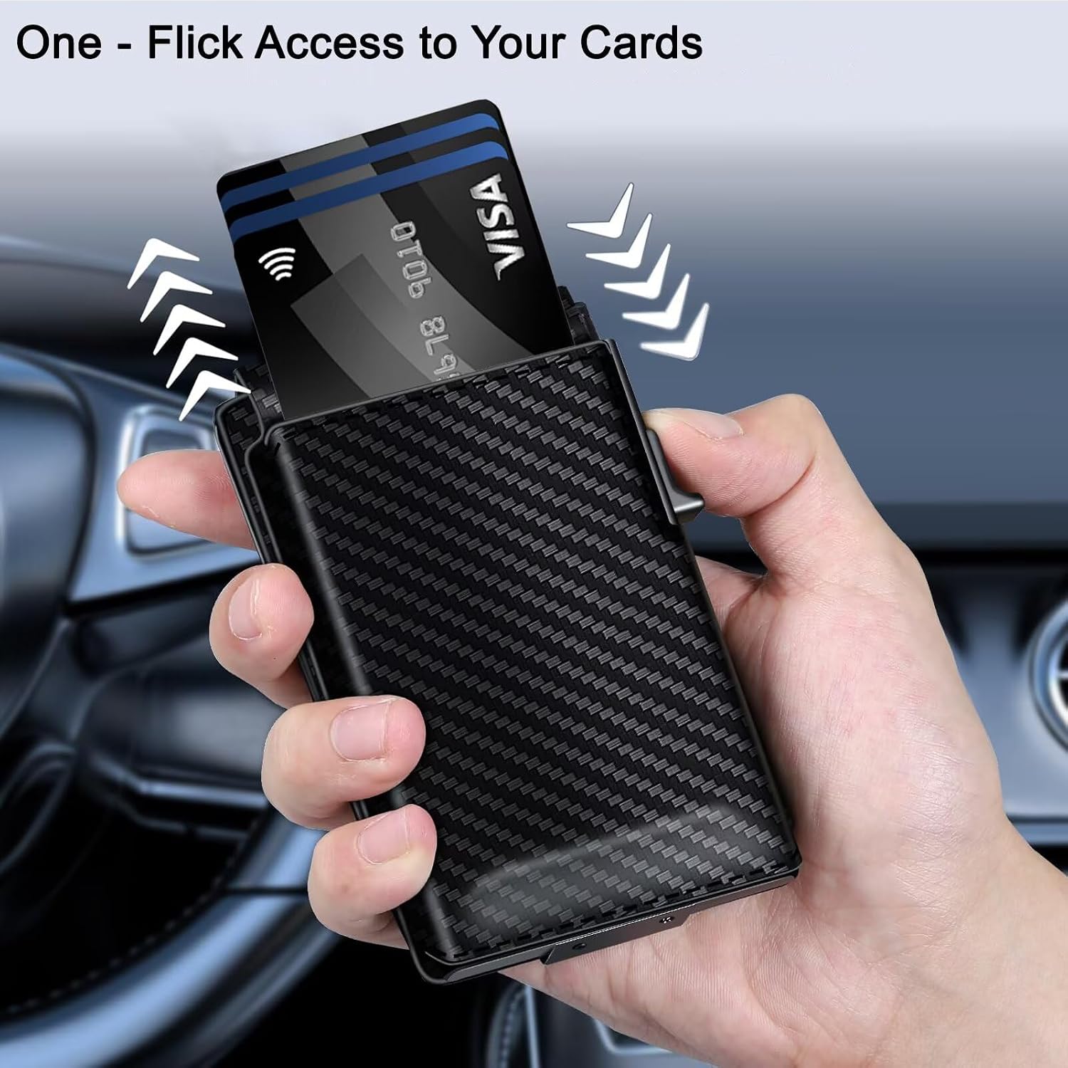 Minimalist Leather Wallet with RFID Blocking & Pop-Up Card Holder, 2 ID Windows & Money Clip | Christmas Gift for Dad, Boyfriend, Men- Trifold Mens Wallet