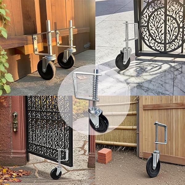 4-inch Spring Gate Caster for Wooden Doors and Fences, Heavy Duty Spring Gate Caster, 220 lbs, Black Rubber (2-Pack) by Generic - Used condition - Image 5