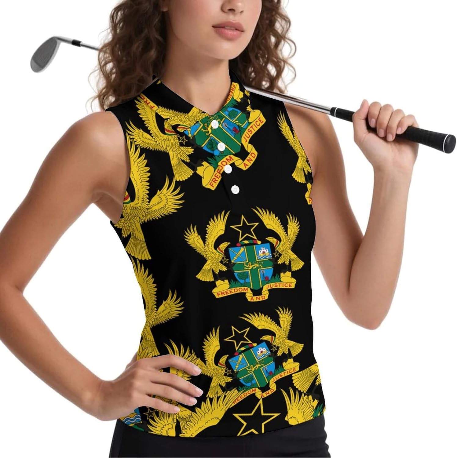 Ghana National Emblem Women's Golf Shirt Sleeveless Polo Shirts Tank Tops Blouses Tennis T-Shirts Casual